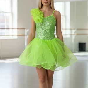 Weissman Neon Green Sequin Dance Dress